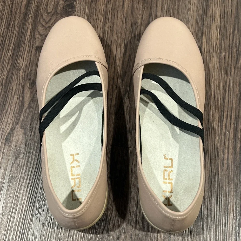 Kuru Bella Leather Mary Jane Shoes Women's Tan Slip On Ortho Flats Size 10 EUC